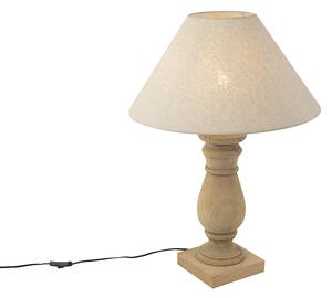 Rustikální stolní lampa s béžovým lněným stínítkem 50 cm - Catnip