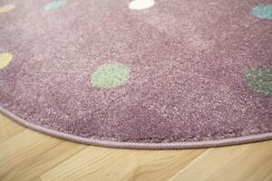 Makro Abra Kulatý dětský koberec Lima C275A Tečky Puntíky fialový Rozměr: průměr 160 cm