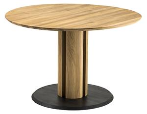 Jídelní stůl z masivu CENTURION dub divoký/lak černý mat Velikost stolu Ø:120cm