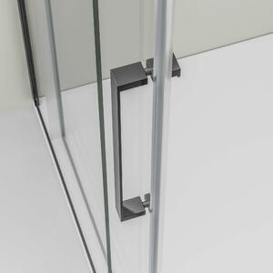 Rohový sprchový kout s posuvnými dveřmi Soft-Close DX906 FLEX - 8 mm nano sklo - černý mat - možnost volby šířky