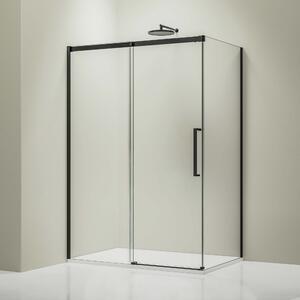 Rohový sprchový kout s posuvnými dveřmi Soft-Close DX906 FLEX - 8 mm nano sklo - černý mat - možnost volby šířky