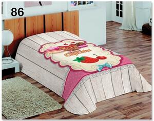 Šedě růžový přehoz na postel s koláčky Šířka: 155 cm | Délka: 220 cm