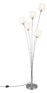 Trio R46335901 stojací svítidlo Tommy 5x40W | E14 - nožní vypínač, matný nikl, bílá