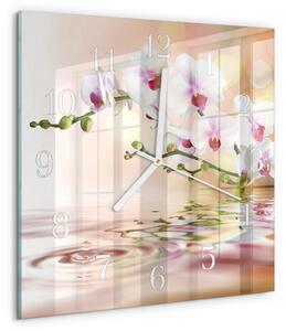 Skleněné hodiny Orchidej zskb-30x30-00058478