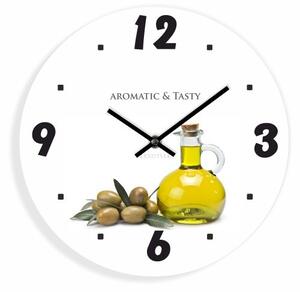Nástěnné kuchyňské hodiny s obrázkem oliv