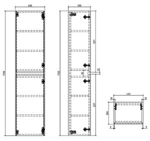 Boční skříňka EDGE - flexibilní sestava - 170 x 40 x 30 cm - černá matná