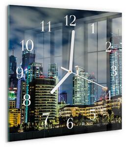 Skleněné hodiny Noc ve městě zskb-30x30-00085664