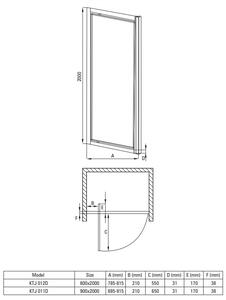 Deante Jasmin Plus, 1-křídlé sprchové dveře 90x200 cm, 5mm čiré sklo, chromový profil, DEA-KTJ_011D