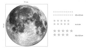 Velká ozdobná nálepka na zeď měsíc s hvězdami