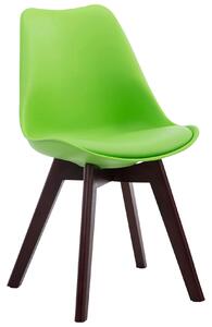 Židle Borne V2 ~ plast / koženka, dřevené nohy ořech - Zelená