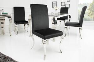 Invicta interior Jídelní židle Modern Barock samet, černá/chrom - 2ks 36546