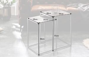 Moebel Living Set dvou stříbrných konferenčních stolků Nimue 40/35 x 40/35 cm