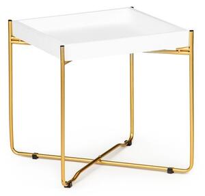 Elegantní bílý konferenční stolek se zlatýma nohama