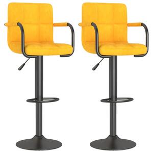 Barové židle 2 ks hořčicově žluté samet