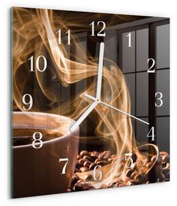 Skleněné hodiny Šálek kávy zskb-30x30-00057830