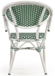 Zeleno bílá zahradní židle z umělého ratanu Kave Home Marilyn s područkami