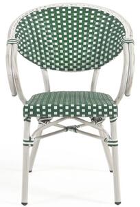 Zeleno bílá zahradní židle z umělého ratanu Kave Home Marilyn s područkami