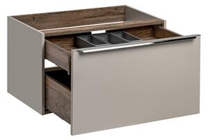 COMAD Závěsná skříňka s umyvadlem - SANTA FE 82-80 taupe + 89-80 oak, šířka 80 cm, krémová/dub santa fe vintage