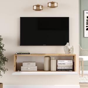 Závěsný TV stolek FREY 12, barva borovice + bílá