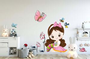 Krásná dětská nálepka na zeď s motivem děvčátka 80 x 160 cm