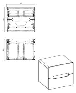 Comad Aruba White skříňka s deskou 60x46x53 cm závěsná pod umyvadlo bílá-dub ARUBAWHITE828-UN-60CMFSC