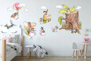 Dětská nálepka na zeď s roztomilým motivem myší rodinka 60 x 120 cm