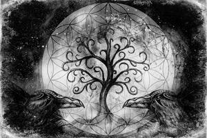 Tapeta černobílý magický strom života