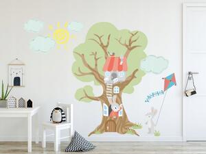 Moderní dětská nálepka zeď zaječí rodinka ze stromu 100 x 200 cm