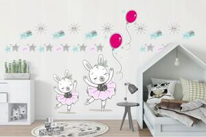 Dětská nálepka na zeď pro holčičku zajíček baletka 60 x 120 cm