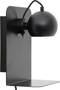 Černá matná kovová nástěnná lampa Frandsen Ball USB