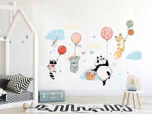 Dětská nálepka na zeď s veselým motivem létajících zvířátek L 51 x 22 cm
