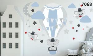 Kvalitní nálepka na zeď do dětského pokoje létající sloníci 80 x 160 cm