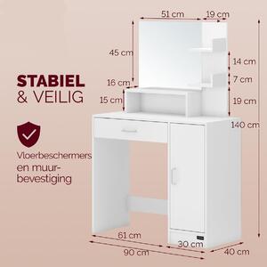 Kosmetický stolek - Toaletní stolek - Nábytek pro líčení - Stolek na líčení - Kosmetický stolek - Se zrcadlem - Osvětlení s senzorem