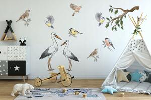 Kvalitní nálepka na zeď do dětského pokoje nebo školky ptáci 60 x 120 cm