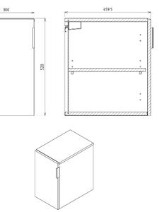 Sapho CIRASA skříňka spodní dvířková 30x52x46cm, pravá/levá, bílá lesk