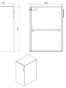 Sapho, CIRASA skříňka spodní dvířková 30x64x46cm, pravá/levá, bílá lesk, CR301-3030