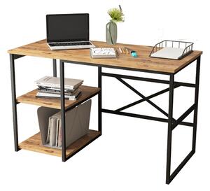 Industriální psací stůl VEGY 23, borovice/černý kov
