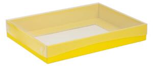 Dárková krabice s průhledným víkem 350x250x50/35 mm, žlutá