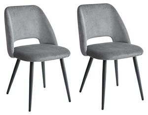 Sada jídelních židlí (2, 4 nebo 6 kusů) – sedák z ribového sametu, ergonomický design, černé kovové nohy