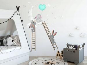 Roztomilá nálepka na zeď do dětského pokoje noční králici 60 x 120 cm