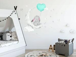 Krásná dětská nálepka na zeď pro chlapečka zamilovaný zajíček 60 x 120 cm