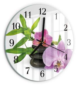 Skleněné nástěnné hodiny Orchidej zsoc-fi30-00178236