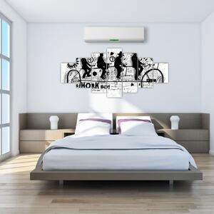 Obraz - Týmová práce, jízda na kole (210x100 cm)