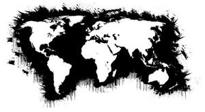 Fototapeta - White continents, black oceans