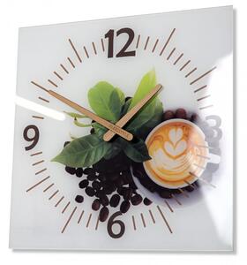 Kuchyňské hodiny s dřevěnými ručičkami s cappuccinem