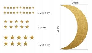 Samolepky na zeď zlatý měsíc s hvězdami 39 ks