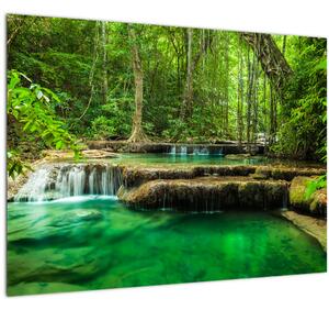 Obraz - Vodopád Erawan v Kanchanaburi, Thajsko (70x50 cm)