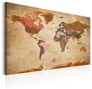Obraz - World Map: Brown Elegance