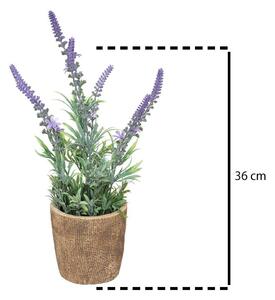 Umělá pokojová rostlina LAVENDA, 36 cm, hnědá květináč