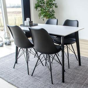 Nordic Living Bílý dřevěný jídelní stůl Vinay 120 x 70 cm s černou podnoží
